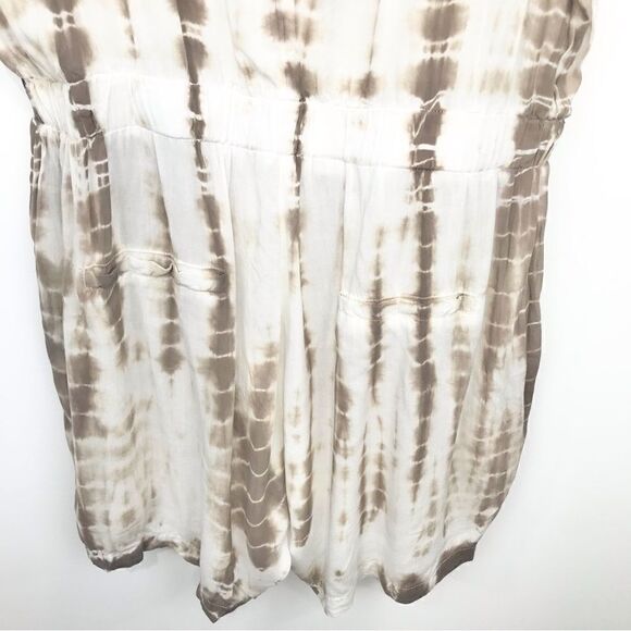 Charlotte Tarantola Tan White Tie Dye Sleeveless Drawstring Waist Romper - Picture 7 of 13
